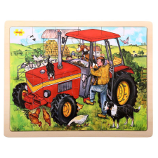 Bigjigs fa puzzle Traktor 24 db puzzle, kirakós