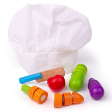 Bigjigs Fából készült zöldség szeletek kukta sapkával konyhakészlet