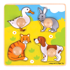 Bigjigs játékkészlet beillesztős puzzle háziállatokkal puzzle, kirakós