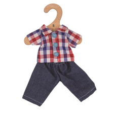 Bigjigs Kockás ing és farmer 28 cm-es babához játékbaba felszerelés