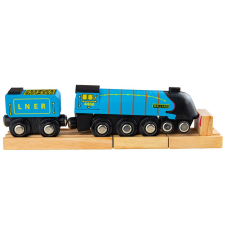 Bigjigs Rail fa Mallard mozdony és vagon + 3 vágány kreatív és készségfejlesztő