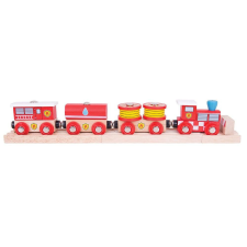Bigjigs Rail fa tűzoltó vonat + 3 sín kreatív és készségfejlesztő