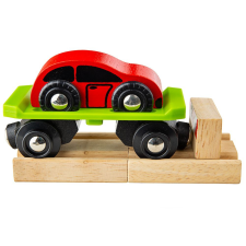 Bigjigs Rail fa vagon autóval + 2 sín kreatív és készségfejlesztő