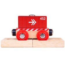 Bigjigs Rail fa vagon piros konténer kreatív és készségfejlesztő