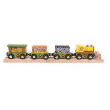 Bigjigs Rail fa vonat szett szafari kreatív és készségfejlesztő