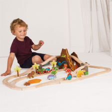 Bigjigs Rail fa vonatpálya dinoszauruszokkal 49 db kreatív és készségfejlesztő