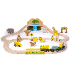 Bigjigs Rail fa vonatpálya Safari kreatív és készségfejlesztő