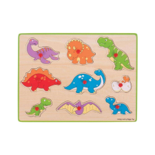 Bigjigs Toys Beépített fa puzzle - Dinoszauruszok puzzle, kirakós