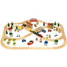 Bigjigs Toys Bigjigs 101 részes város és vidék fa vonatszett kisvasút