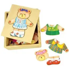 Bigjigs Toys Bigjigs Fa öltöztető puzzle dobozban - Mackó néni puzzle, kirakós