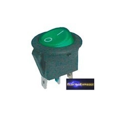  Billenő kapcsoló 2pol./3pin ON-OFF 16A/12VDC (kerekített) - átlátszó zöld villanyszerelés