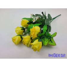  Bimbós rózsa 7 ágú selyem csokor 42 cm - Sárga dekorációs kellék