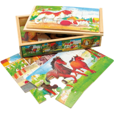 Bino fa puzzle Állatok dobozban 48 db puzzle, kirakós