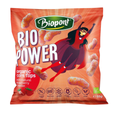 BioPont Biopont bio power extrudált kukorica valódi eperporral 55 g reform élelmiszer
