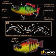  Biwaa Swimbait Seven S6&quot; 15cm 60g 14 Red Tiger wobbler csali
