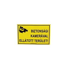  -Biztonsági kamerával ellátott terület, vinil öntapadó (16x10cm) elsősegély