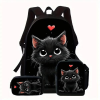  Black Cat 3 részes táska szett – Uniszex hátizsák, tolltartó és ebédtáska szett QJ2307434