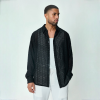  Black Long Jacquard Shirt - fekete kötött ing - Méret: XL