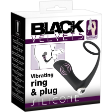 Black Velvets Black Velvet - akkus, szilikon anál vibrátor péniszgyűrűvel (fekete) prosztata masszírozó