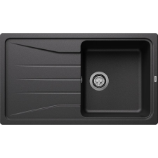 Blanco SONA 5S Silgranit egymedencés csepegtetőtálcás gránit mosogató, szifonnal, fekete-szemcsés, beépíthető mosogatótálca