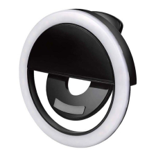 BLAUTEL 4-OK szelfi lámpa (kör alakú, LED fény, 85 mm átmérőjű, 3W, telefonra helyezhető, csipeszes rögzítésű) FEKETE (ARLCL1) mobiltelefon kellék