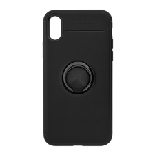 BLAUTEL 4-OK szilikon telefonvédő (mágneses telefontartó gyűrű, ujjra húzható, 360°-ban forgatható) FEKETE Apple iPhone X 5.8, Apple iPhone XS 5.8 tok és táska