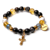  Blessed Ground – Citrin, achát, howlit és aura kvarc ásvány karkötő Kereszt charmmal vagy anélkül, d