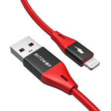 BlitzWolf BW-MF10 Pro USB-A apa - Lightning apa 2.0 Adat és töltő kábel - Piros (1.8m) kábel és adapter