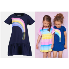 Blue Seven Ruha szivárvány csíkos, fodros 7 év (122 cm) lányka ruha