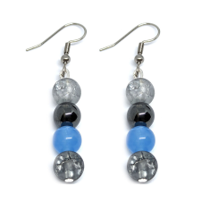 Blue Silk hegyikristály, jade és hematit ásvány fülbevaló fülbevaló