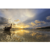  Blueback MAT tapéta, tengerpart 80 csónakkal napkeltekor modell, 250 x 200 cm