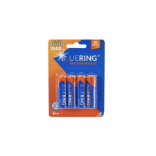BLUERING Elem tölthető akku AA ceruza HR6 2600mah 4 db/csomag, Bluering® tölthető elem