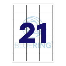 BLUERING Etikett címke, 70x42,3mm, 100 lap, 21 címke/lap Bluering® etikett