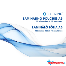 BLUERING Lamináló fólia A5, 154x216mm, 125 micron 100 db/doboz, Bluering® lamináló fólia