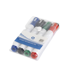 BLUERING Táblamarker készlet, 3mm, mágneses, törlővel multifunkciós kerek Bluering®, 4 klf. szín filctoll, marker