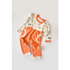  Blúz szett hosszú ujjú és hosszú nadrággal, 100% organikus pamut, BabyCosy, narancssárga (Méret: 9-12 hónapos)