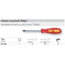  BM1166 csavarhúzó csillag PH 1000V-ig szigetelt erősített 75x1mm&#8221; csavarhúzó