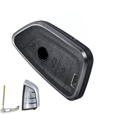 BMW 4 gombos keyless kulcs aluminium+bőr tok autó tuning