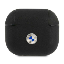 BMW BMA3SSLBK AirPods 3 fekete valódi bőr ezüst logós tok fülhallgató, fejhallgató tok