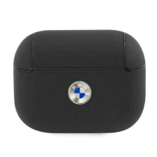 BMW BMAPSSLBK AirPods Pro fekete valódi bőr ezüst logós tok fülhallgató, fejhallgató tok