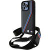 BMW BMHCP15L23PSVTK iPhone 15 Pro 6.1" Fekete Keménytok M Edition Carbon Tricolor Lines & Strap (BMHCP15L23PSVTK)