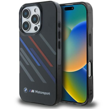 BMW BMHCP16L23HTRAK Motosport IML Random Stripes tok iPhone 16 Pro - fekete tok és táska