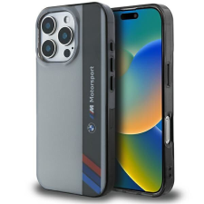 BMW BMHCP16X23HTFEG Motosport IML Vertical Stripe tok iPhone 16 Pro Max - szürke tok és táska