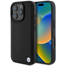 BMW BMHMP16LSLLBK Leather Hot Stamp MagSafe tok iPhone 16 Pro - fekete tok és táska