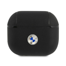 BMW Geniune Leather Silver Logo Apple AirPods 3 szilikon tok, fekete fülhallgató, fejhallgató tok