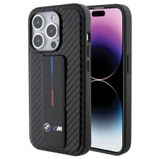 BMW Grip Stand Smooth &amp; Carbon case for iPhone 15 Pro - black tok és táska
