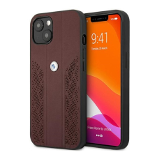 BMW Leather Curve Perforate Apple iPhone 13 hátlap tok, piros tok és táska