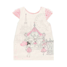  Boboli fehér, rózsaszín baba ruha – 74 cm