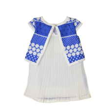 boboli kék, fehér, virágmintás lány ruha – 104