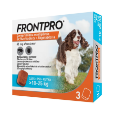 Boehringer Ingelheim 3 tablettánként : FRONTPRO® rágótabletta kutyáknak (&gt;10–25 kg) 68 mg; 1db tabletta , a fotó illusztráció élősködő elleni készítmény kutyáknak